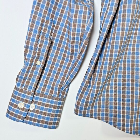 Johnnie-O Prep-Formance Stretch Shirt Mens Large Blue Plaid Performance Casual - Picture 7 of 15